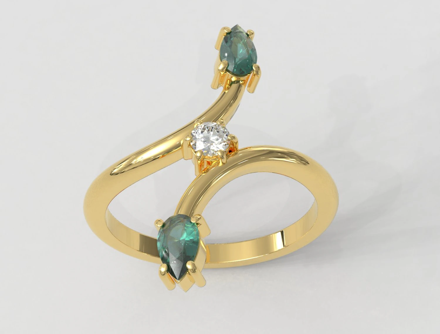 Gemstone Modern Ring 3D Print Model .c4d .max .obj .3ds .fbx .stl .blend 