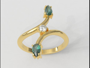 Gemstone Modern Ring 3D 打印模型