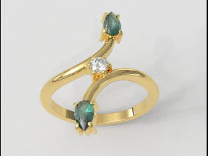 Сучасна каблучка з дорогоцінним камінням 3D Принт Модель