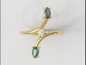 Gemstone Modern Ring 3D Druckmodell