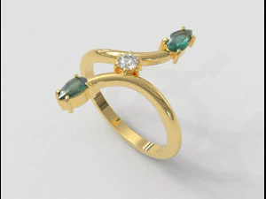 Gemstone Modern Ring 3D Print Model