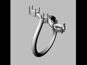 Gemstone Modern Ring 3D Print Model