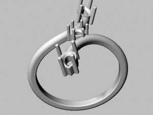 Gemstone Modern Ring 3D Druckmodell