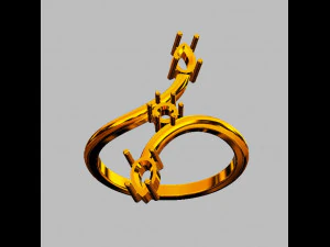 Gemstone Modern Ring 3D Print Model