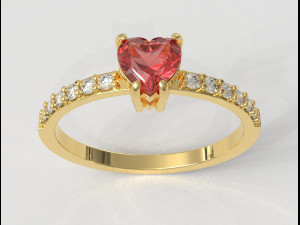 Heart Gemstone Ring 3D Print Model