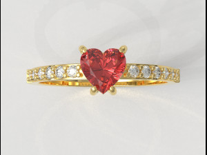Heart Gemstone Ring Model Cetak 3D