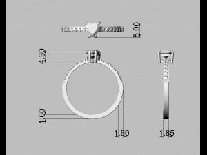 Heart Gemstone Ring Model Cetak 3D