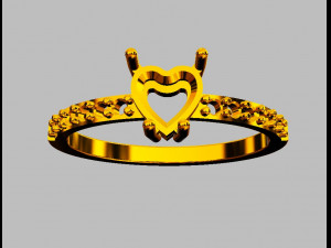 Heart Gemstone Ring Model Cetak 3D