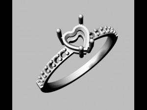 Heart Gemstone Ring Model Cetak 3D