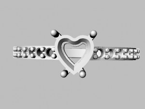 Heart Gemstone Ring Model Cetak 3D