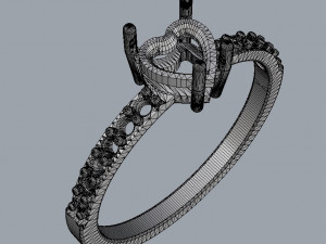 Heart Gemstone Ring Model Cetak 3D