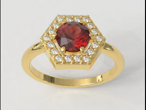 Anel Cl&aacute;ssico de Pedras Preciosas Modelo de Impressão 3D