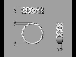 Cuban Link Ring 3D Print Model
