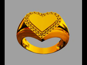 Heart Signet Ring 3D Print Model