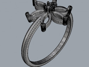 Flower Gemstone Ring 3D Print Model
