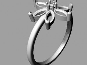Flower Gemstone Ring 3D Print Model