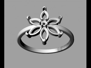 Flower Gemstone Ring 3D Print Model