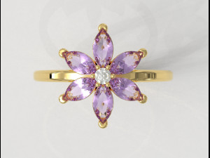 Flower Gemstone Ring 3D Print Model