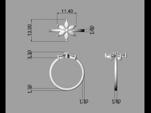 Flower Gemstone Ring 3D Print Model