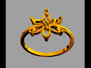 Flower Gemstone Ring 3D Print Model