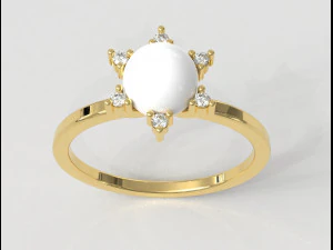 Anel Cl&aacute;ssico P&eacute;rola Modelo de Impressão 3D