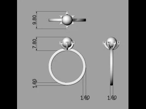 Pearl Classic Ring 3D Print Model