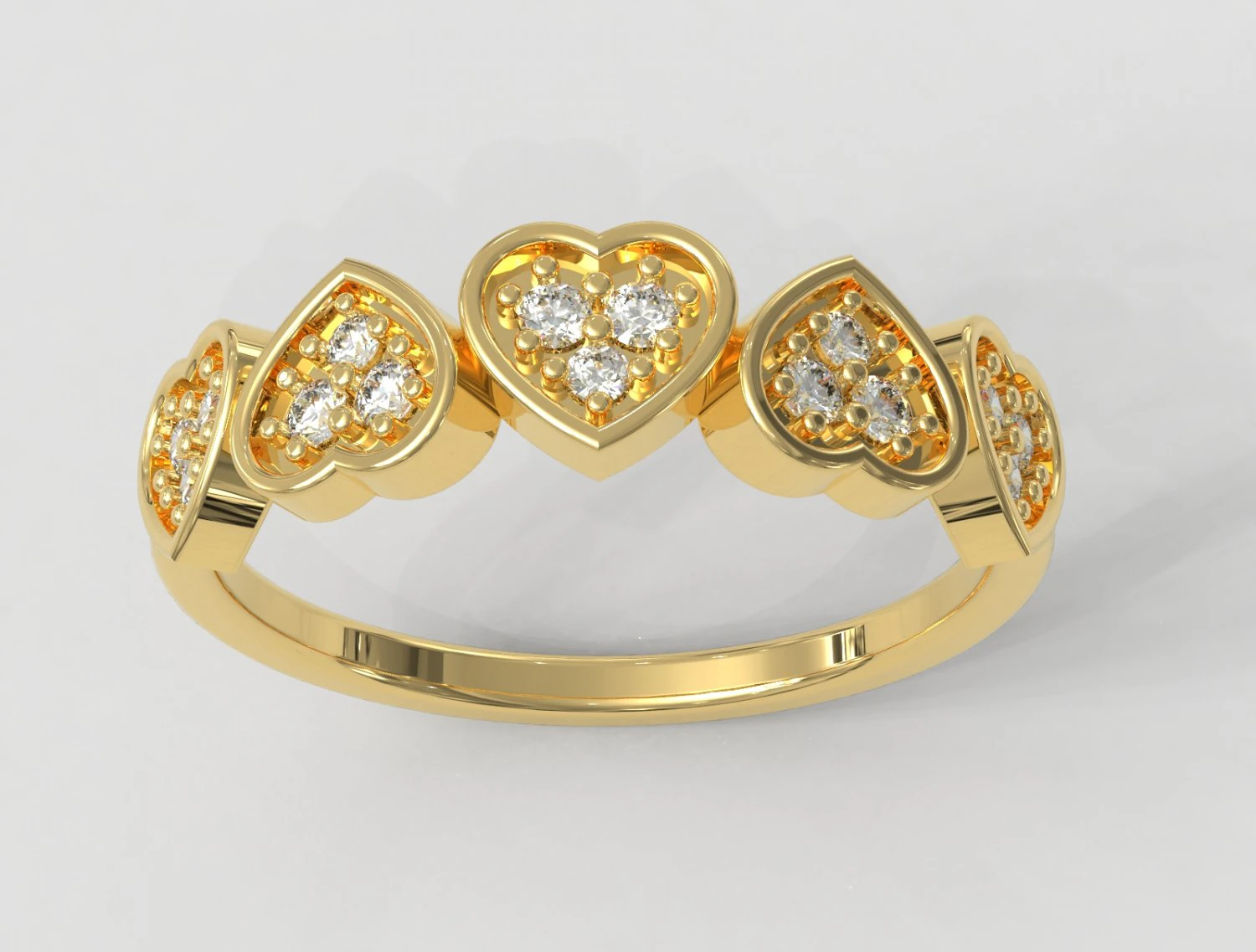 Hearts Diamond Ring 3D Print Model .c4d .max .obj .3ds .fbx .stl .blend 