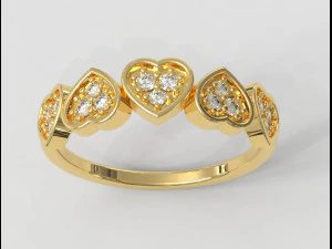 Anello con diamanti a forma di cuore Modello di stampa 3D