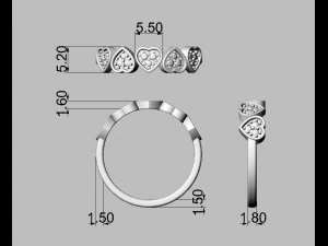 Hearts Diamond Ring 3D Print Model