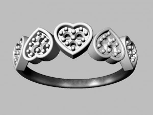 Hearts Diamond Ring 3D Print Model