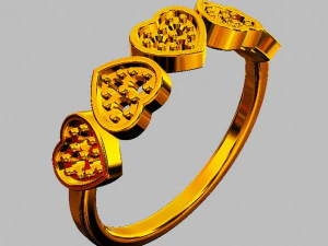 Hearts Diamond Ring 3D Print Model