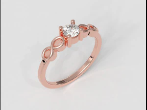 Infinity Solitaire Ring 3D Print Model