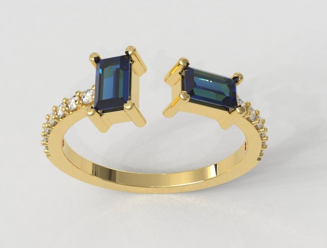 Baguete Gemstone Ring 3D Принт Модель .c4d .max .obj .3ds .fbx .stl .blend 