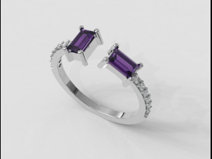 Baguete Gemstone Ring 3D Принт Модель