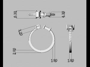 Baguete Gemstone Ring 3D Принт Модель