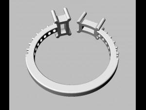 Baguete Gemstone Ring 3D Print Model