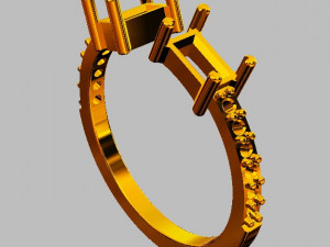 Baguete Gemstone Ring 3D Принт Модель