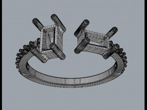 Baguete Gemstone Ring 3D Принт Модель