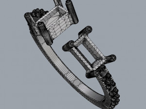 Baguete Gemstone Ring 3D Принт Модель