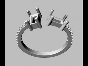 Baguete Gemstone Ring 3D Принт Модель