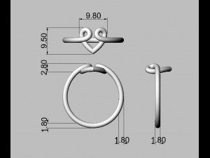 Heart Knot Ring Model Cetak 3D