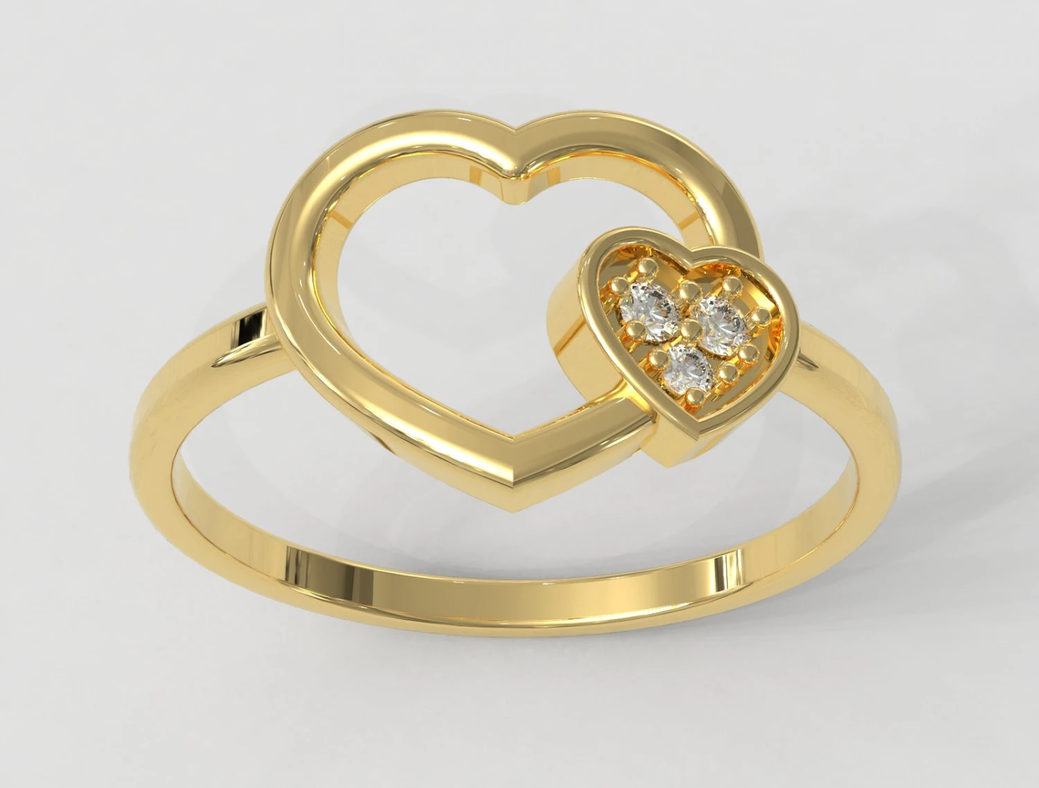 Anillo de diamantes con forma de coraz&oacute;n Modelo de impresión 3D .c4d .max .obj .3ds .fbx .stl .blend 