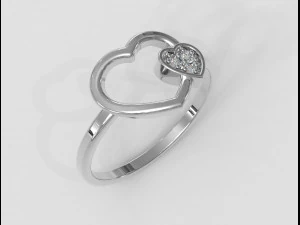 Anillo de diamantes con forma de coraz&oacute;n Modelo de impresión 3D