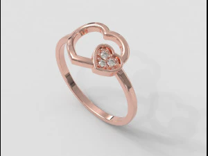 Anillo de diamantes con forma de coraz&oacute;n Modelo de impresión 3D