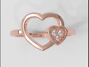 Anillo de diamantes con forma de coraz&oacute;n Modelo de impresión 3D