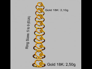 Anillo de diamantes con forma de coraz&oacute;n Modelo de impresión 3D