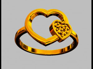 Anillo de diamantes con forma de coraz&oacute;n Modelo de impresión 3D