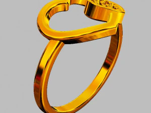 Anillo de diamantes con forma de coraz&oacute;n Modelo de impresión 3D
