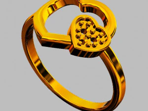 Anillo de diamantes con forma de coraz&oacute;n Modelo de impresión 3D