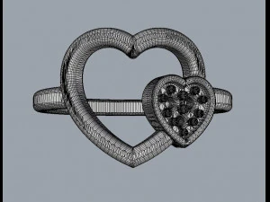 Anillo de diamantes con forma de coraz&oacute;n Modelo de impresión 3D